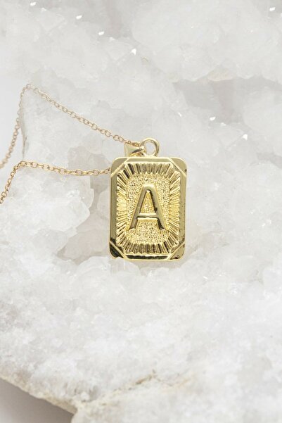 Eva Jewelry A Harfi Vintage Kesim 14 K Altın Kaplama Kadın Kolye