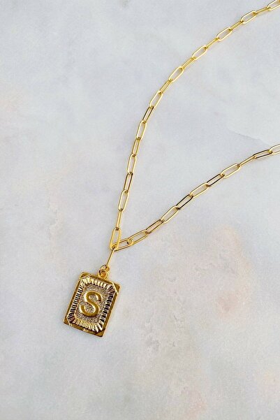 Eva Jewelry S Harfi Vintage Kesim 14 K Altın Kaplama Kadın Kolye
