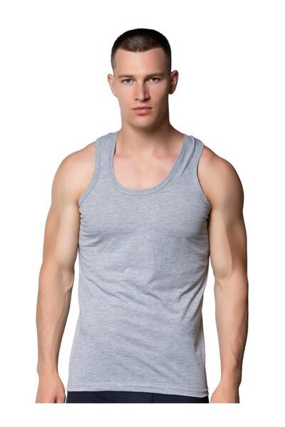 GÜMÜŞ Men's Silver Colored Combed Cotton Undershirt - 6 Pieces 4003