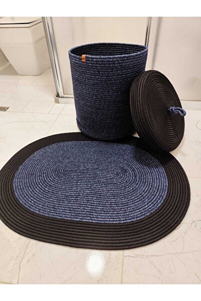 JÜTEX HOME Bohemian Style Jute Wicker Bath Mat Set - 50x80 / Basket / 40x35