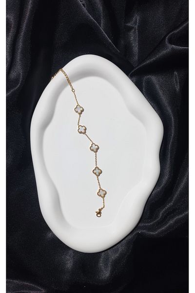 stainless steell Pearlescent Clover Bracelet