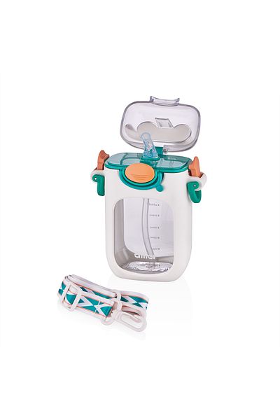 DILLER White Tritan Water Bottle - Rabbit Ear, Straw, 400 ml