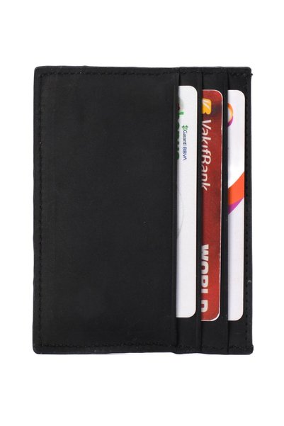TANGCARF Genuine Leather Men's Card Holder Wallet Rfid Protected Handmade And Thin Design Black