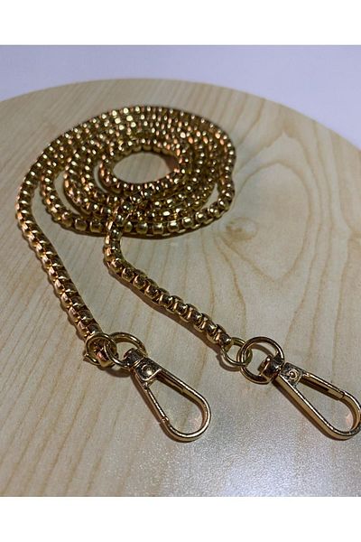 İthal 100 cm Light Gold Square Model Chain Bag