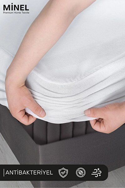 Minel Ev Tekstil %100 Su Sıvı Geçirmez Yatak Koruyucu Alez Full Kenar Pamuklu Tek - Çift Kişilik Çarşaf Fitted Sessiz