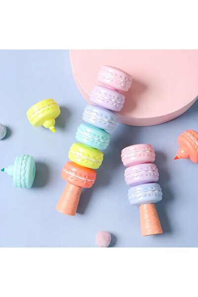 BLUE SİDE 6 Renkli Kurabiye Desen Makaron Kalem Fosforlu Kalem Okul Kalem Pinterest Stil