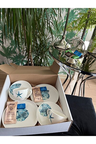 TEBAK COLLECTION 2 Person Marine Pattern Porcelain Coffee Presentation Set