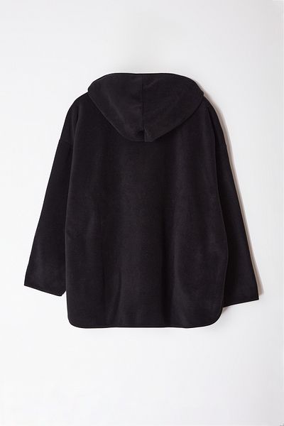 Trendyol Curve Schwarzes, übergroßes, gestricktes Plus-Size-Sweatshirt aus dickem Fleece mit Kapuze und Reißverschluss TBBAW25AO00030