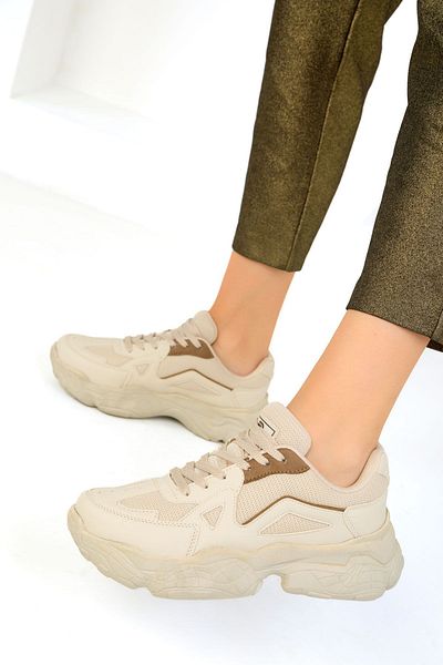 SOHO Beige-braune Damen Sneakers 18148