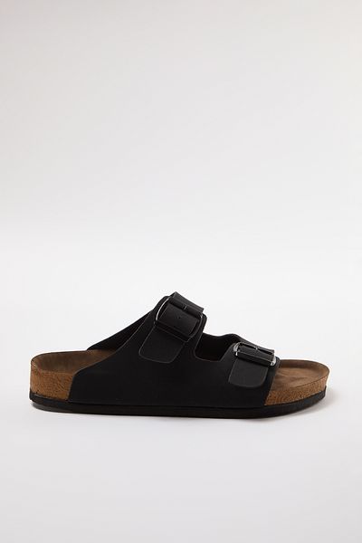 TRENDYOL SHOES Pánské černé pantofle s dvojitým pruhem - Takaw25te00003