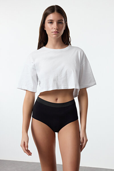 Trendyol Collection Pachet de 3 chiloți hipster din bumbac negru și multicolor cu imprimeu cu stele - THMAW25KU00008