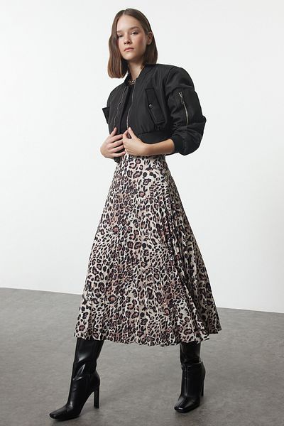 Trendyol Collection Leopárdmintás barna maxi szoknya - TWOAW25ET00064