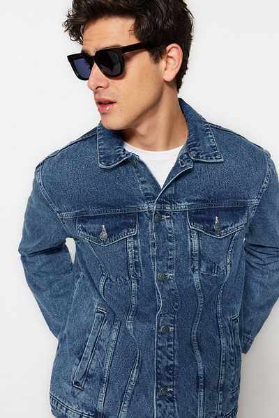 Trendyol Collection Τζιν Τζιν μπουφάν Navy Blue Regular Fit - Limited Edition TMNSS23CE00023