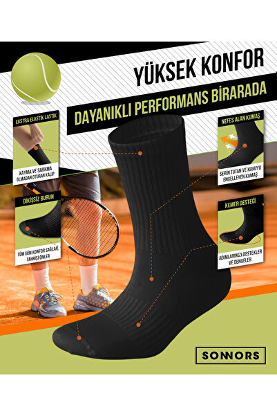 SONNORS 4 чифта памучни дишащи компресионни дамски и мъжки черни спортни чорапи