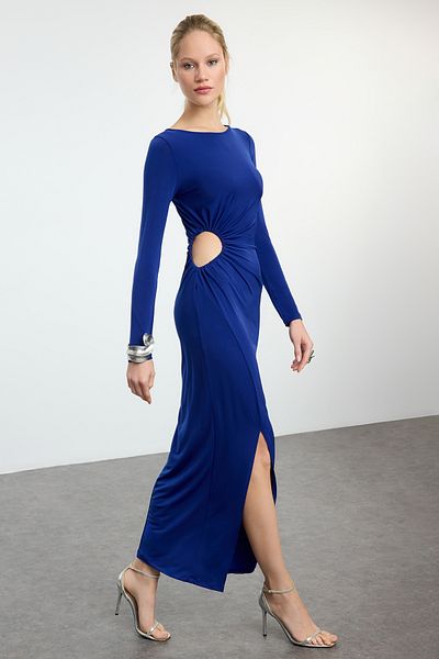 Trendyol Collection Rochie de seară midi elegantă Rochie de absolvire de noapte cu detaliu de fereastră