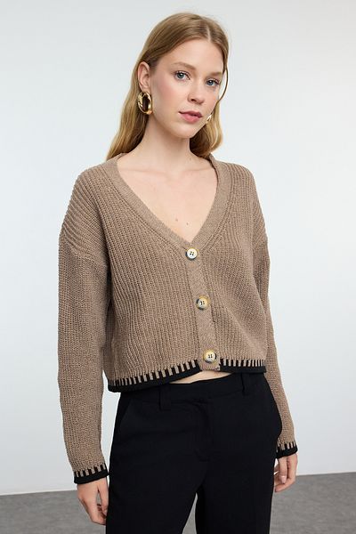 Trendyol Collection Soft Textured Mink Knitwear Cardigan - Twoaw25hi00325