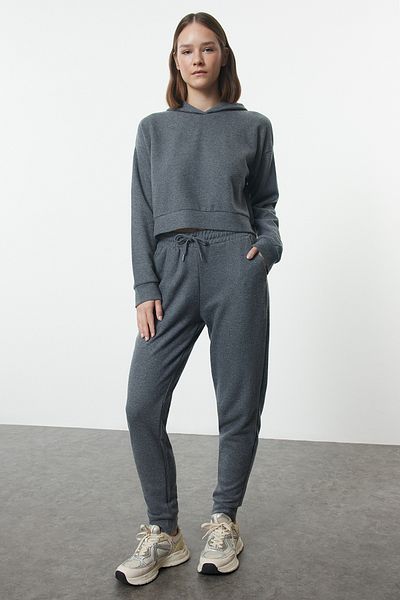Trendyol Collection Σετ Πλεκτό Μπλουζάκι Ανθρακίτη Θεσσαλονίκης - Κανονική Εφαρμογή TWOAW25AU00094