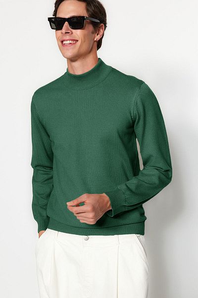Trendyol Collection Haki Κανονική Μισή Ζιβάγκο Μπλούζα TMNAW24KZ00055