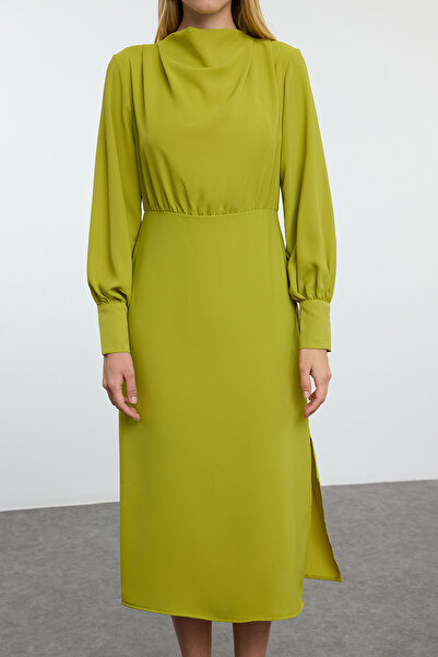 Trendyol Collection Green Midi Woven Dress - Slit Detail Twoaw24El00851