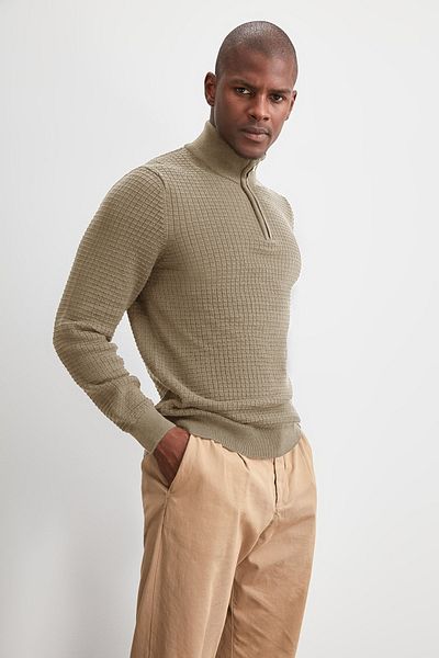 Trendyol Collection Pulover tricotaj slim cu jumătate de gât în formă de bej - TMNAW20KZ1305