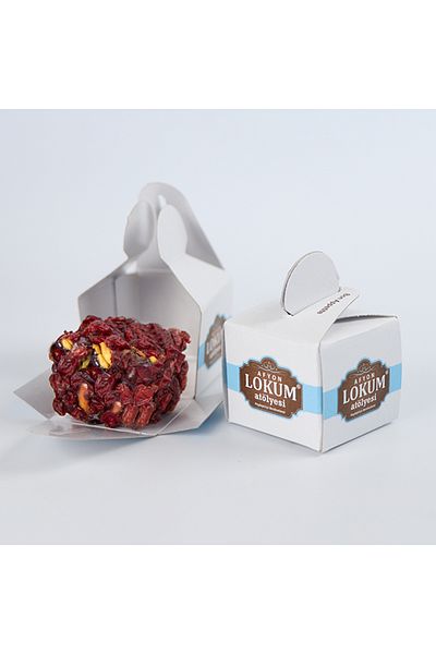 Lokum Atölyesi Turkish Delight with Pistachio - Barberry Coated, 250g, 10 Single Boxes