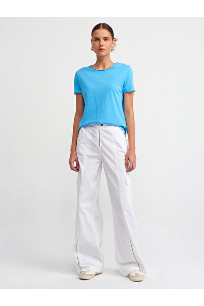 Dilvin 30817 Crew Neck T-shirt-Turquoise