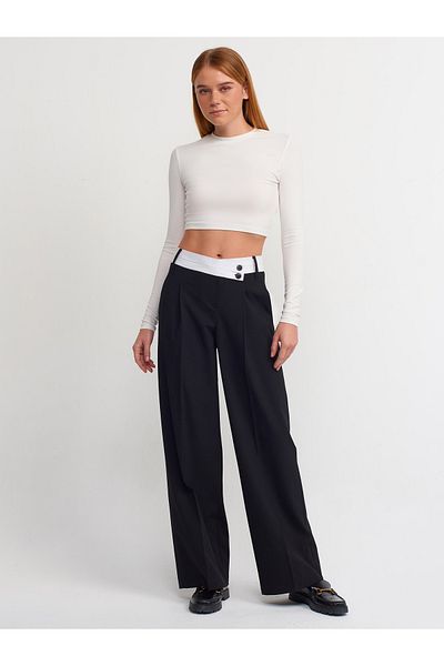 Dilvin 71256 Contra Waisted Custom Made Fit Trousers-Black