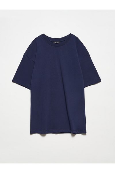 Dilvin 30149 Tricou oversize albastru bleumarin model