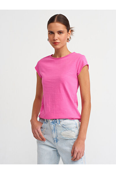 Dilvin 30699 Βαμβακερό μπλουζάκι-Ροζ