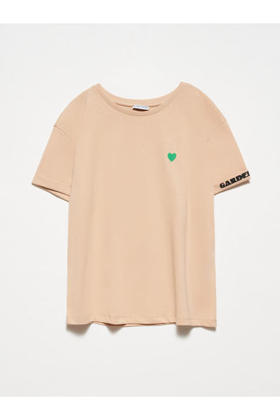 Dilvin 30360 Tricou imprimat-Bej