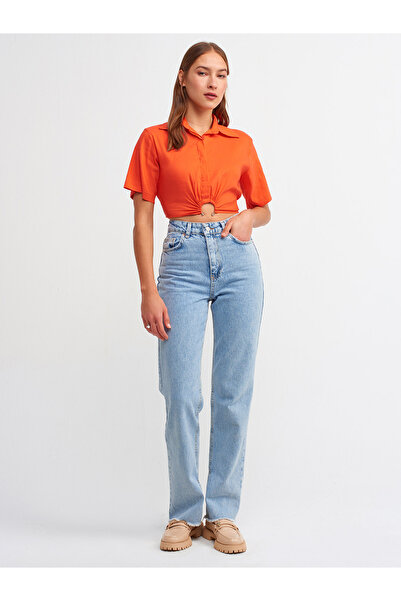 Dilvin 5873 Crop Shirt-red