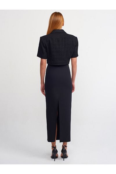 Dilvin 80824 Fustă creion midi - Negru