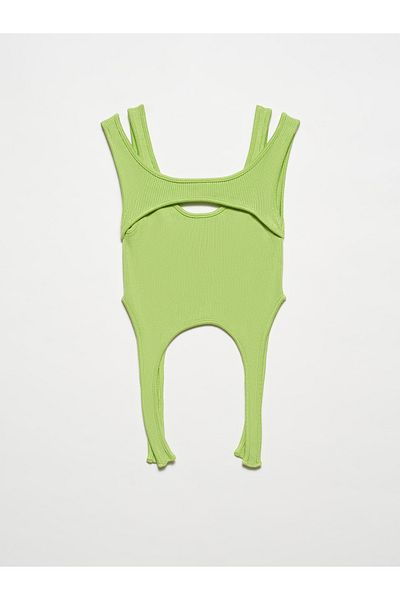 Dilvin 10345 Piped Knitwear Athlete-Apple Y