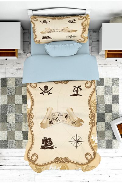 on the clouds Boy's Bedspread and Pillowcase - Pirate Patterned Pike