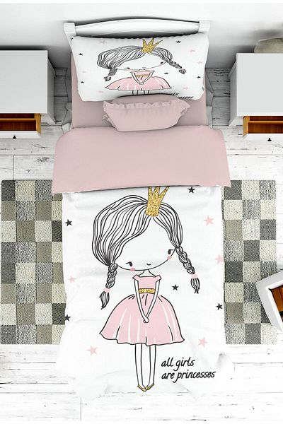 on the clouds Girl's Princess Bedspread and Pillowcase - Baby and Children's Room Pike