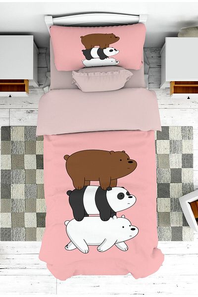 on the clouds Girl's Room - Teddy Bears Patterned Bedspread and Pillowcase Pique