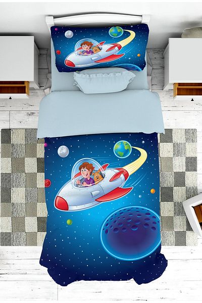 on the clouds Space Themed Boy's Bed and Pillow Set - Baby and Children's Room