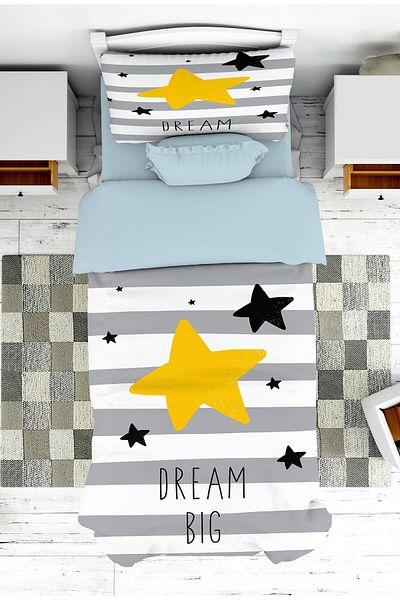 on the clouds Boy's Bedspread and Pillowcase - Striped Star Pattern, Pique Model