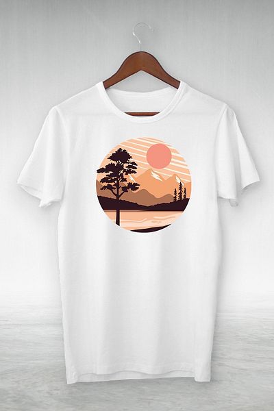 Pink Sky تي شيرت بتصميم توضيحي أبيض للجنسين