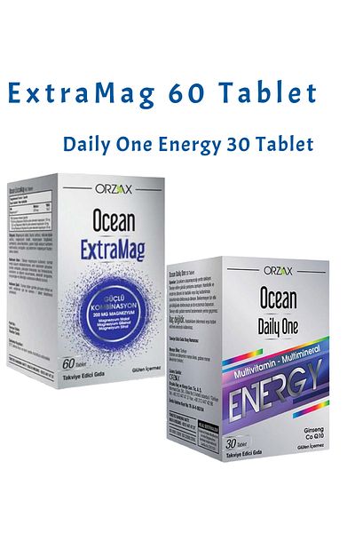 Ocean Extramag - Triple Magnesium 60 Tablets, Daily One Energy 30 Tablets and Facial Cleansing Gel Set 1131