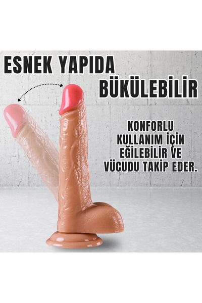 Realistik Dokuda Damarlı Dildo Vantuzlu Gerçekçi Yapay 20 CM