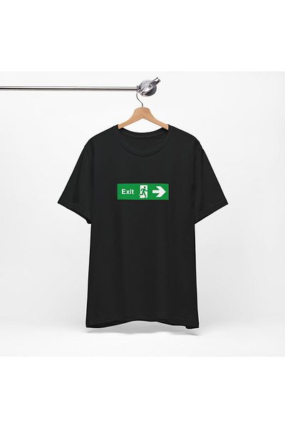 Avelon Unisex Exit Sign Printed Black Basic Tshirt