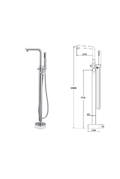 GPD Chrome Floor Standing Freestanding Bathtub Faucet Ykb200