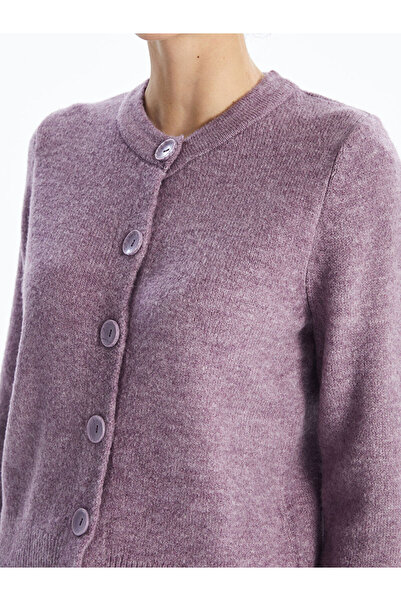 LC Waikiki Damen-Strickjacke – Rundhalsausschnitt, einfarbig, lange Ärmel