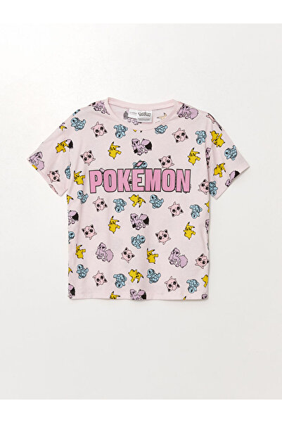 LC Waikiki Lcw Girl's Pikachu Printed Crew Neck Shorts Pyžamas Set