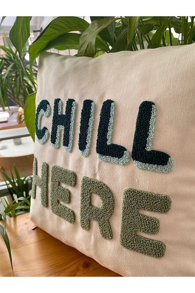 RahanDesign Chill Here 43*43xm Cotton Punch Throw Pillow Pillow Case - Punch Embroidered
