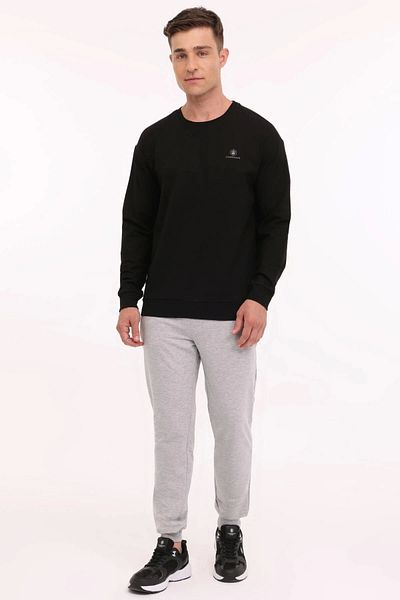 lumberjack Мъжки черен суитшърт - Mb Sn75 Basic C-образно деколте, 0 яка