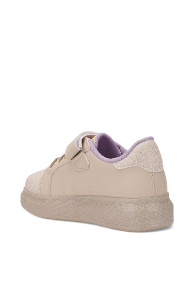 İmerShoes Daily Beige Lilac Girls' Tassel Detailed Glitter Toe Rubber Laced Velcro Sports Shoes 3740