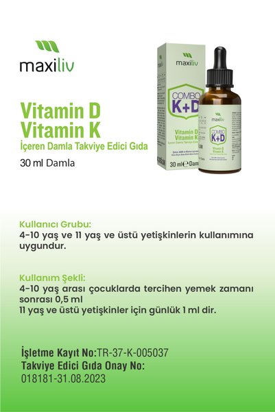 Maxiliv Vitamin D3 K2 - 2 in 1 Drops