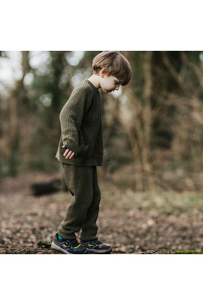 Antebies Khaki Houndstooth Embroidered Sweater and Trousers - Compass S